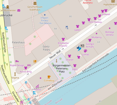 Open Street Map Map des Standortes der IKS im Neuen Wall 71