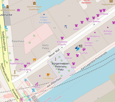 Open Street Map Map des Standortes der IKS im Neuen Wall 71